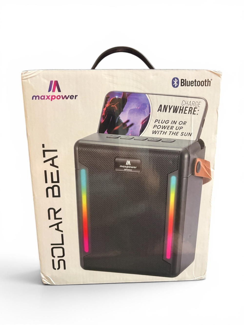 Maxpower Solar Beat Bluetooth Speaker - Black with RGB Light Strips